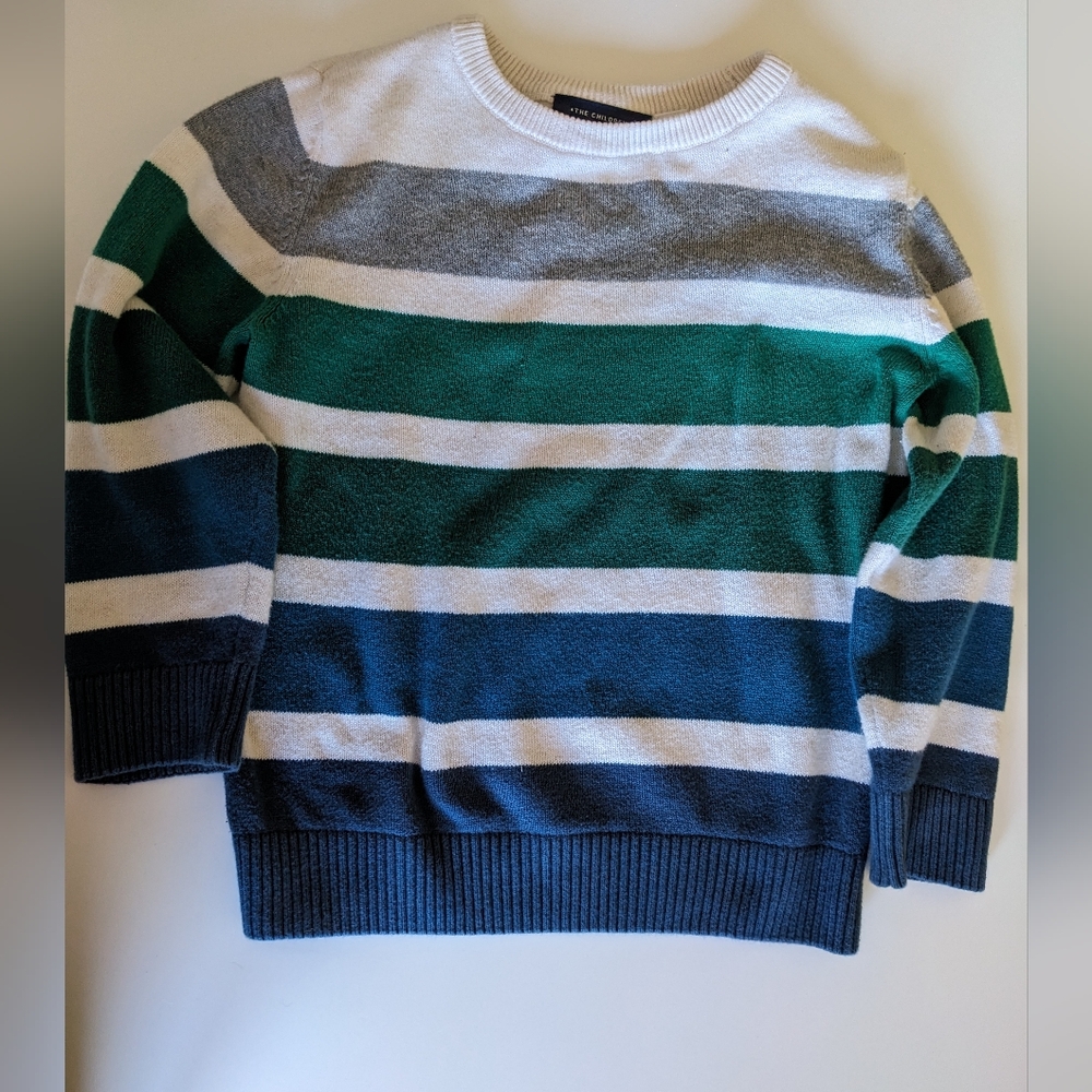 The Children's Place Striped Sweater - Green, Blue, Gray, White